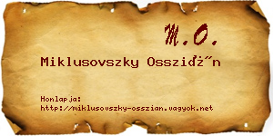 Miklusovszky Osszián névjegykártya